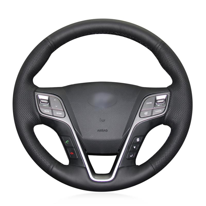 

Black PU Faux Leather DIY Hand-stitched Car Steering Wheel Cover for Santa Fe 2013-2020 ix45 2013-2020