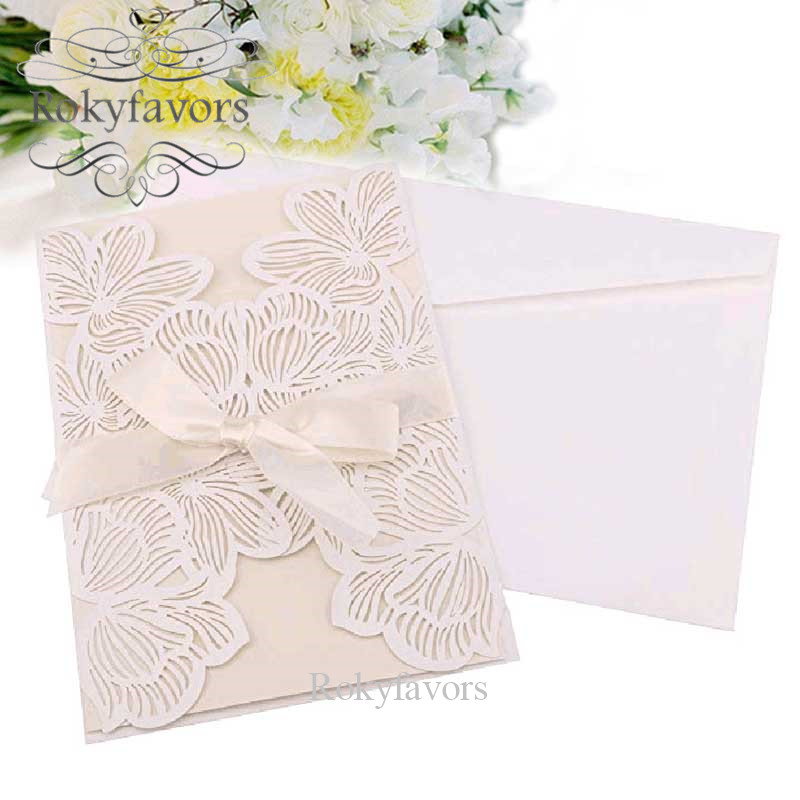 

100pcs Laser Cut Floral Invitation Card Wedding Paper Card Floral Party Decors Event Card Anniversary Birthday Supplies Full Set
