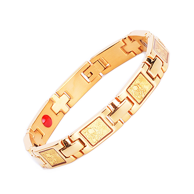

New Stainless Steel Magnetic Energy Bracelet with Gold Buddha Health Care Germanium Bracelet Bangle 4 Elements Women Men Jewelry