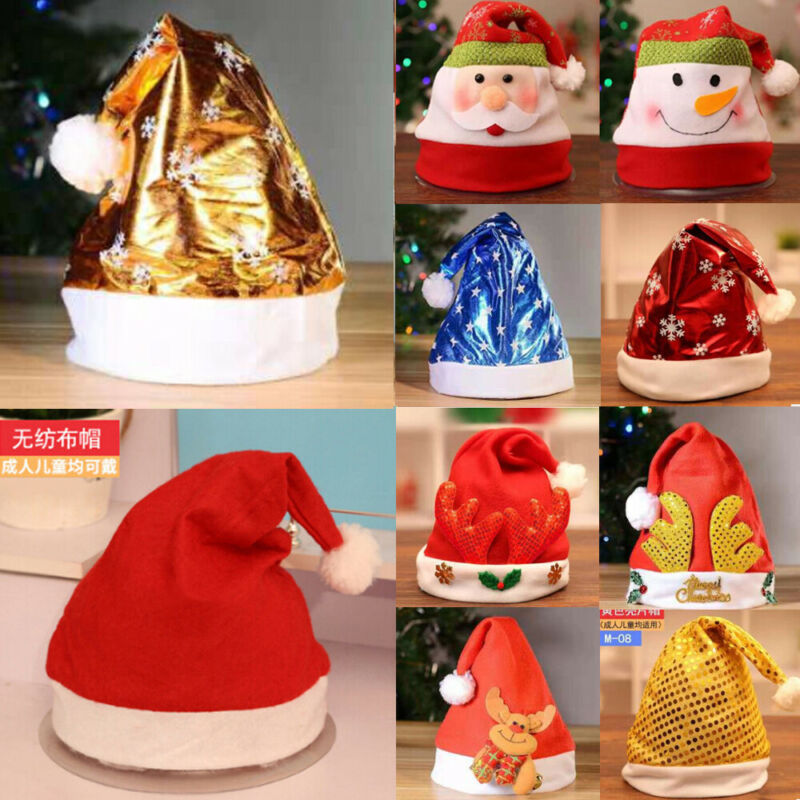 

Fancy Novelty Christmas Adult Kids Red Snowman Xmas Costume Santa Claus Cap Christmas Party Night Santa Hat