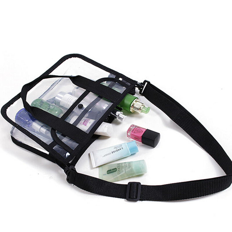 

Transparent PVC Waterproof Large Cosmetic Bag Women Handbag Beauty Case Travel Organizer Beach Toiletry Pouch Clear Makeup Bag, Black