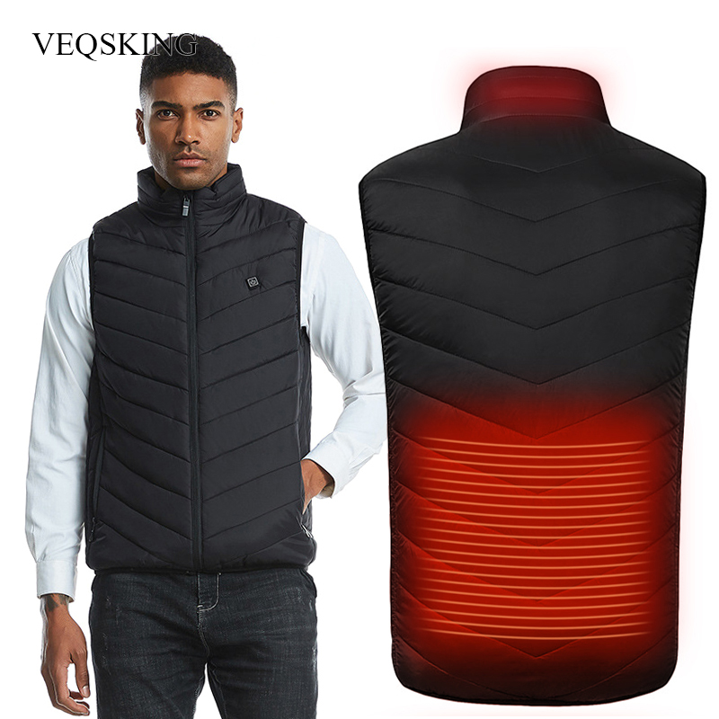 

4XL Unisex Winter Heated Vest Men Women Heating Clothing Thermal Warm Clothing Heated Jackets Hiking Vests, Red