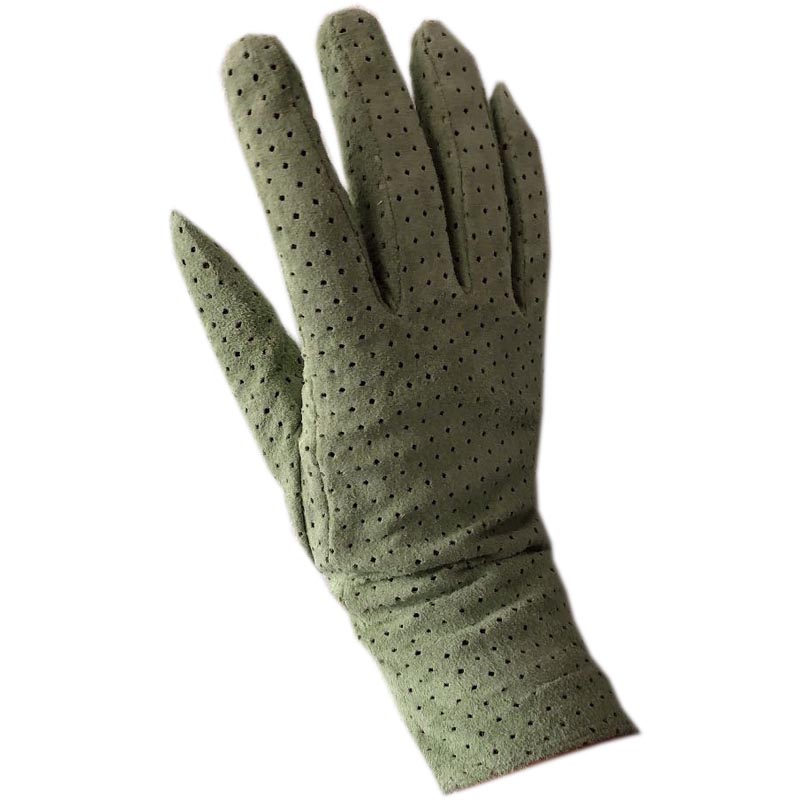

Lambskin ladies mesh new fashion leather gloves autumn green beautiful