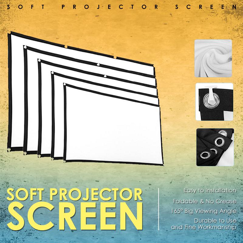 

100/120inch Reflective Fabric Projection Screen 16:9 Soft Fabric Cloth Foldable Projection Screen Anti-Crease for Home Office