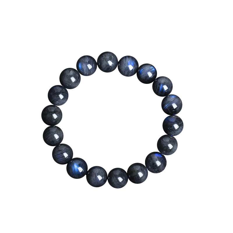 

Natural Black Moonstone Labradorite Beads Stretch Flash Blue Bracelet 8-12mm