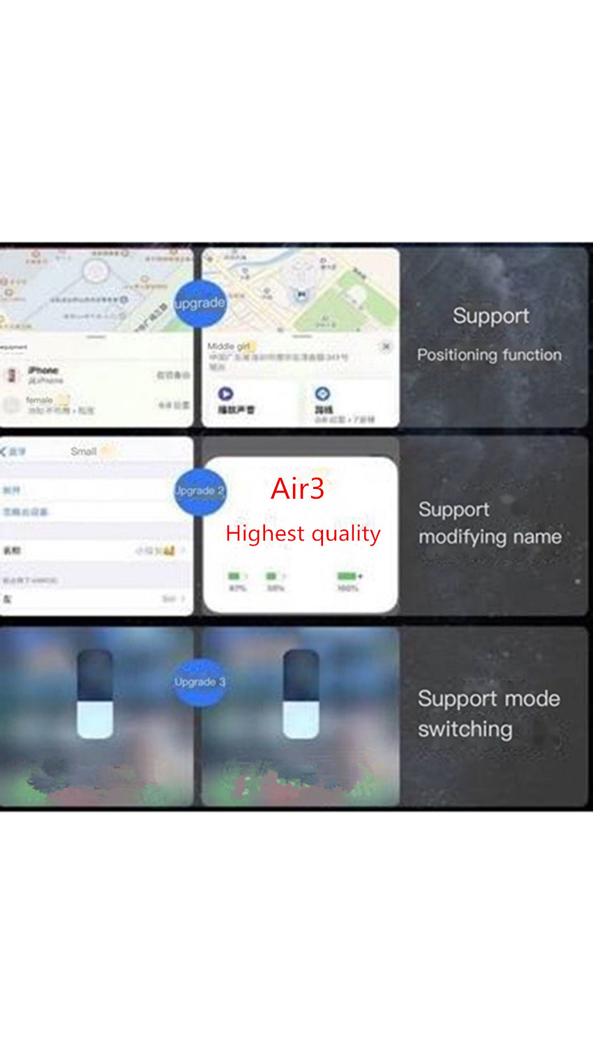 

Noise reduction transparent mode Air 3 H1 Chip Rename GPS Wireless Charging Bluetooth Headphones Pods 2 Pro AP2 AP3 Earbuds 2nd Generation