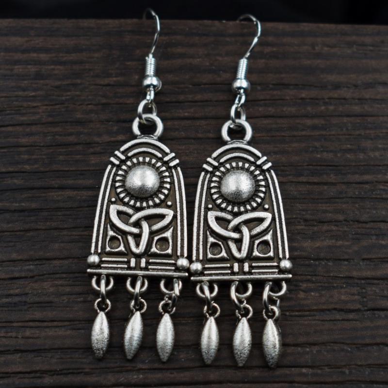 

Dangle & Chandelier Troika Classic Norse Design With Dangles Erring Viking Nordic Celtic Style Earrings
