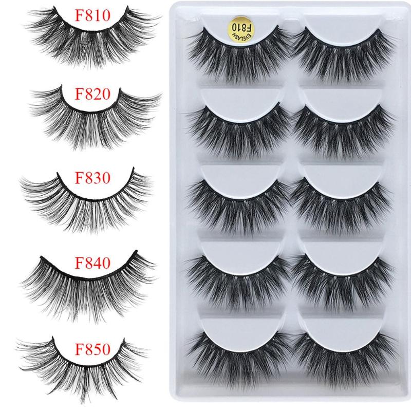 

Fashion Reusable 5 Pairs 3D Mink Hair False Eyelashes Thick Crisscross Eye Lashes Natural Volume Extension Makeup Tools