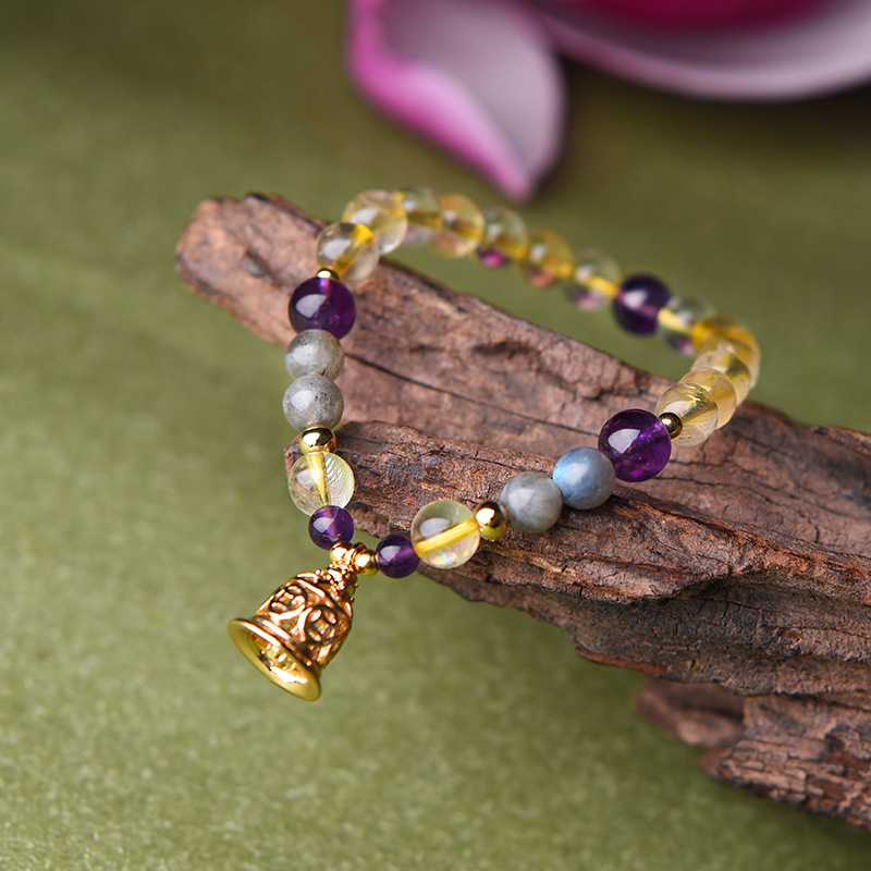 

Ethnic national stone Fashionable yellow crystal bracelet exquisite single elastic bell bracelet