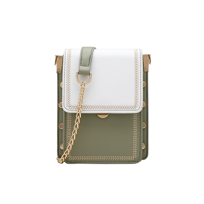 

Fashion Women's Mobile Phone Bag Fresh Contrast Mini Chain Crossbody Bag, Green