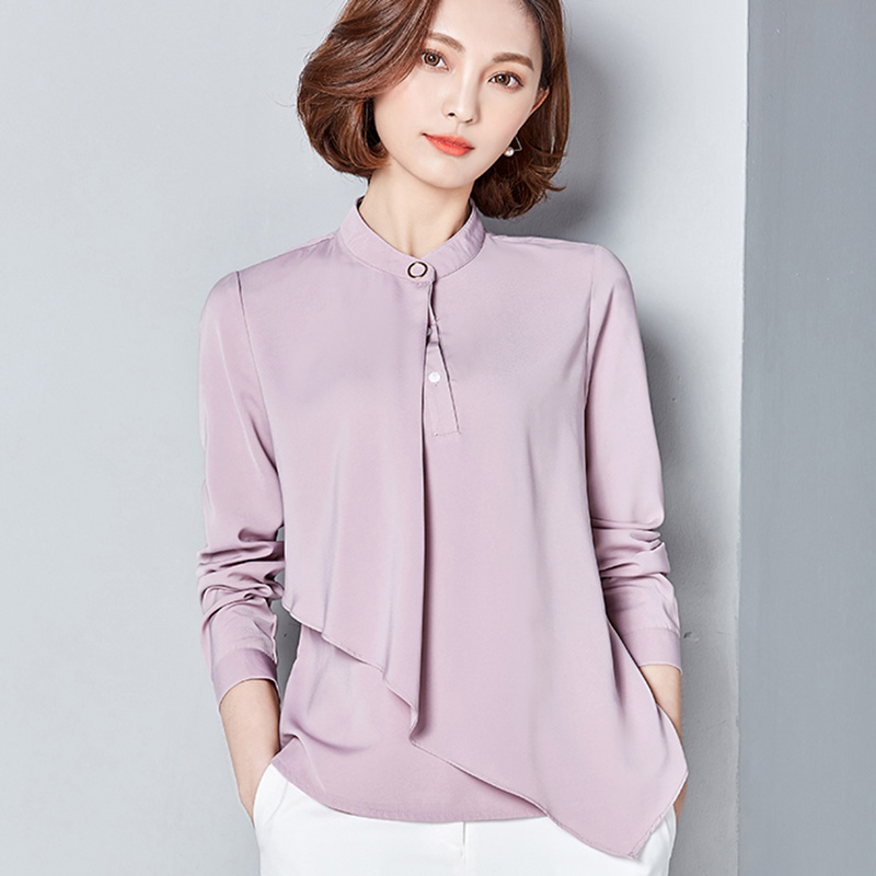 

Shirt Women 2020 England Style Chiffon Blouse Blusas Long Sleeve Fake Two Piece Shirts Fashion Korean Office Women Tops Clothing, Pink