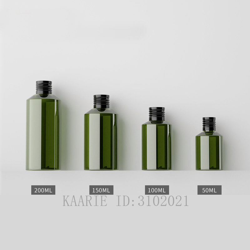 

50ml100ml150ml200ml 50pcs Empty Round Cosmetic Dark Green Refillable Bottle with Black Aluminum Cap,Beauty Makeup Shell Package