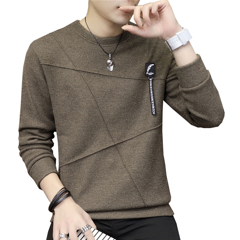 

Spring Men's Long Sleeve T-shirt, Round-collar and Thin Men's Clothes in Korean Edition, Black