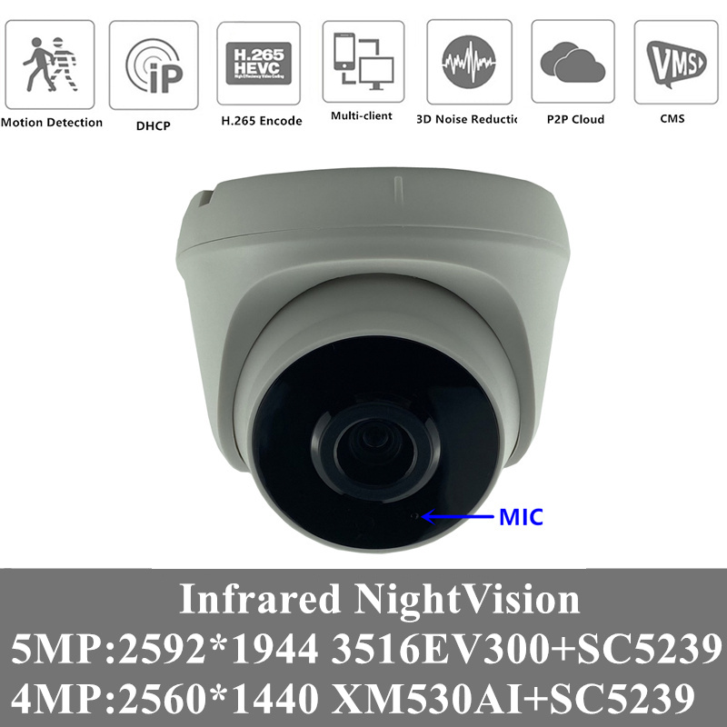 

4PCS 5MP 4MP H.265 Built-in MIC Audio IP Ceiling Dome Camera 2592*1944 Infrared NightVision IRC Radiator RTSP ONVIF P2P XMEYE