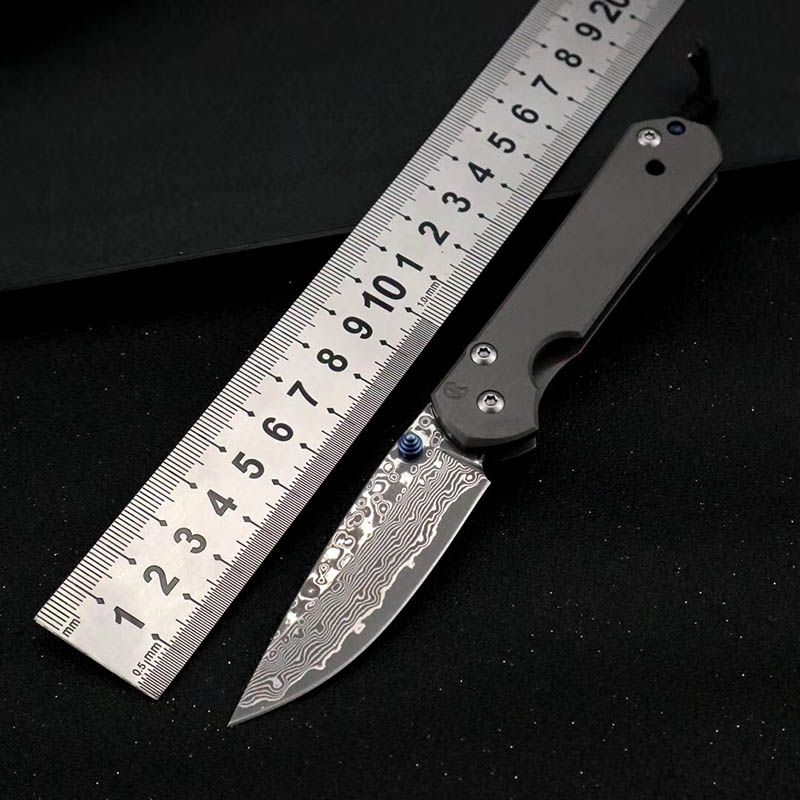 

Damascus Chris Sebenza 21 tactical folding knife TC4 titanium handle self defense hunting pocket survival knife ut85 BM 535 485 3300 3400