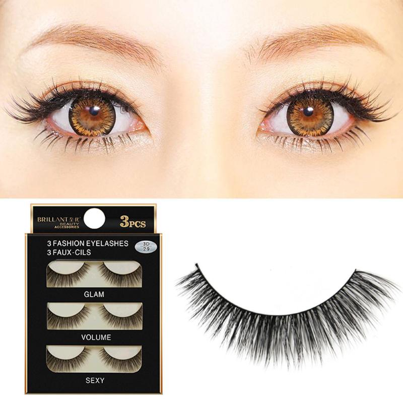 

3 Pairs 3D Long False Soft Lashes Eyelashes Makeup Natural Fake Thick Black Eye Lashes Cosmetic Tools