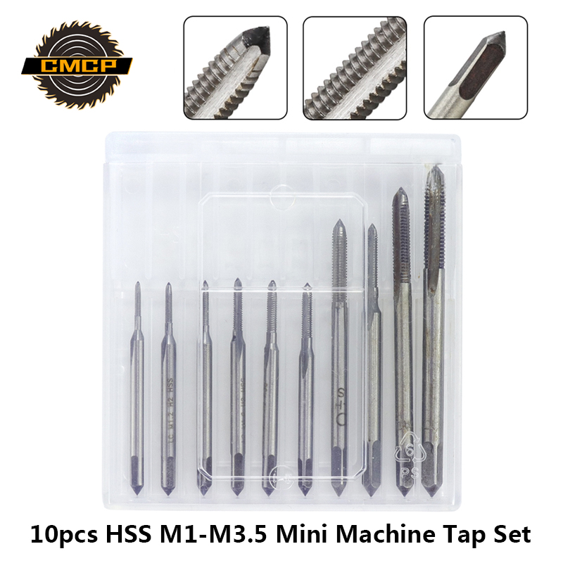 

Free Shipping 10pcs HSS M1 M1.2 M1.4 M1.6 M1.7 M1.8 M2 M2.5 M3 M3.5 Mini Tap Drill Bit Machine Metric Thread Tap Set Screw