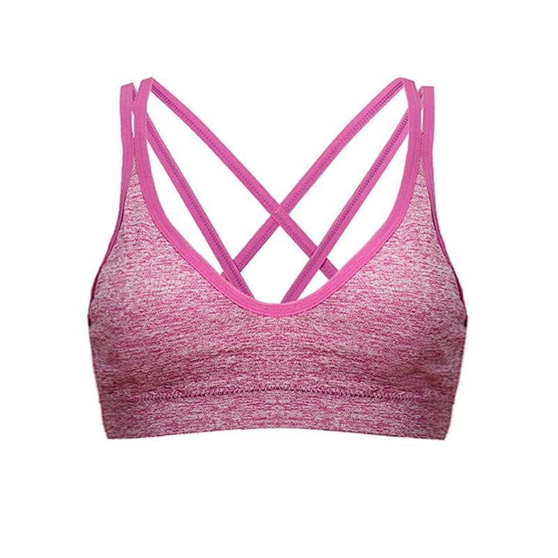 

Women's fashion sexy vest with chest pad sports underwear without steel ring comfortable breathable bra fitness running bra, Black