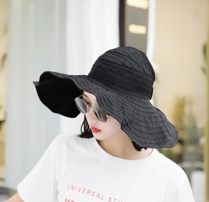 

Summer Women Foldable Sun Hat Soild Adjustable Cotton Wide Brim Visors Hat Sun Hats for Women, Wyh-4851-2
