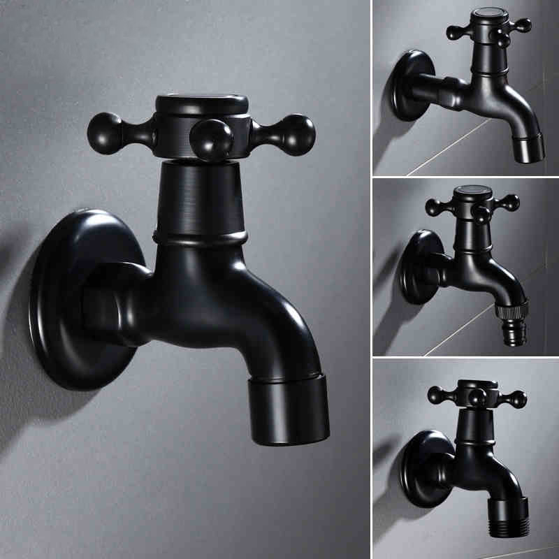 

Washing Machine Faucets Black Finish Wall Mounted Bibcock,Copper Outdoor Garden Faucet Washing Machine Tap Small tap