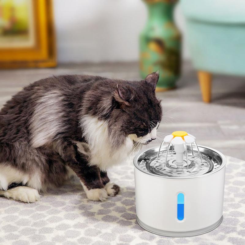 

2.4L Cat Automatic Feeder Drink Filter Automatic Cat Water Fountain For Pets Water Dispenser Large Spring Drinking Bowl With Led