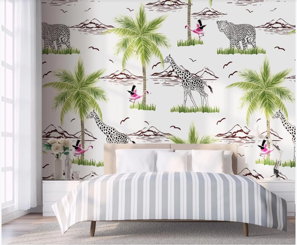

3d wallpaper custom photo mural on the wall Flamingo Giraffe Animal Children's Room home decor 3d wall murals wallpaper for living Room, Non-woven wallpaper