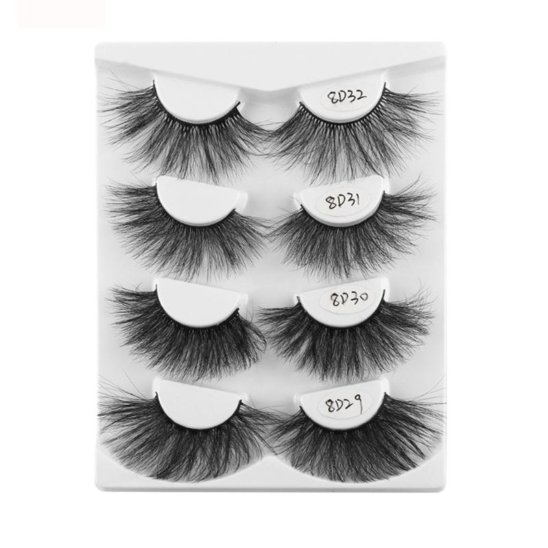 

4 Pairs 8D Mixed Style 25mm Long Mink False Eyelashes Natural Thick Eyelash Volume Dramatic Mink Lashes Extension Eye Makeup