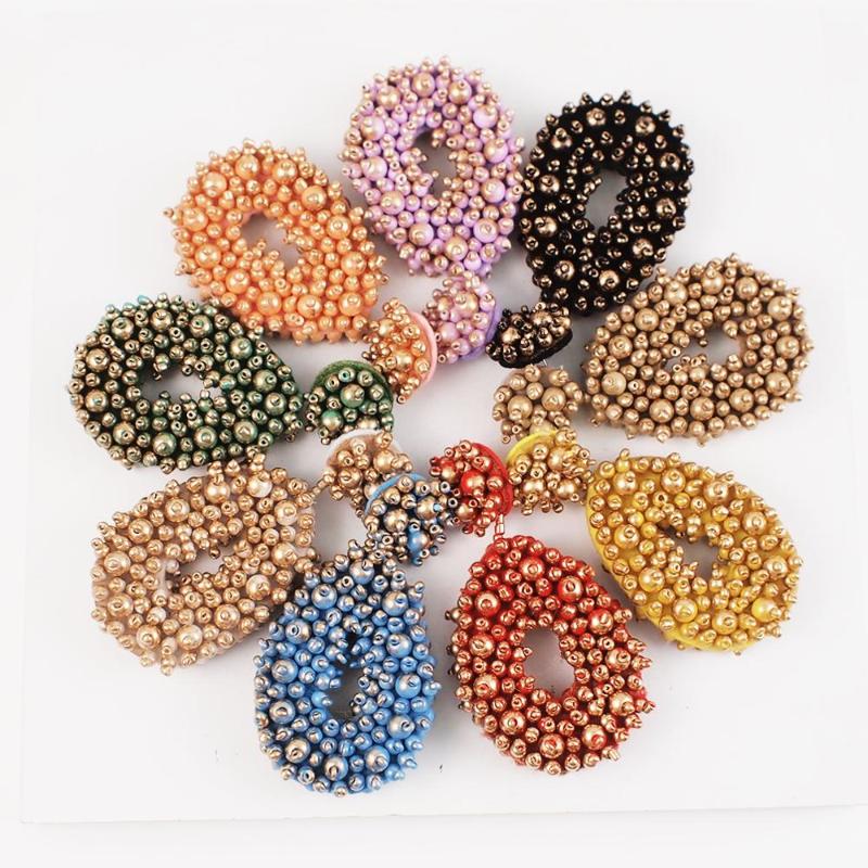 

MANILAI Handmade Beads Drop Earrings For Women Boho Beaded Dangle Statement Earrings Jewelry Wholesale New