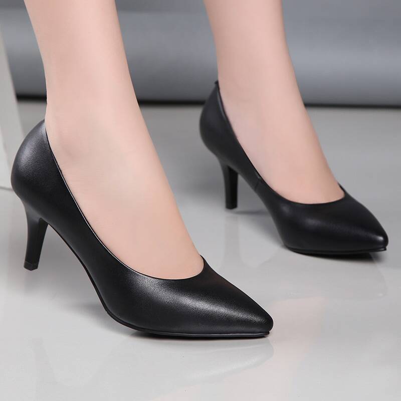 

Cresfimix Zapatos Dama Women Fashion Sweet Black Pu Leather Pointed Toe Office Stiletto Heel Shoes Lady Classic Pumps C6145, 6145a
