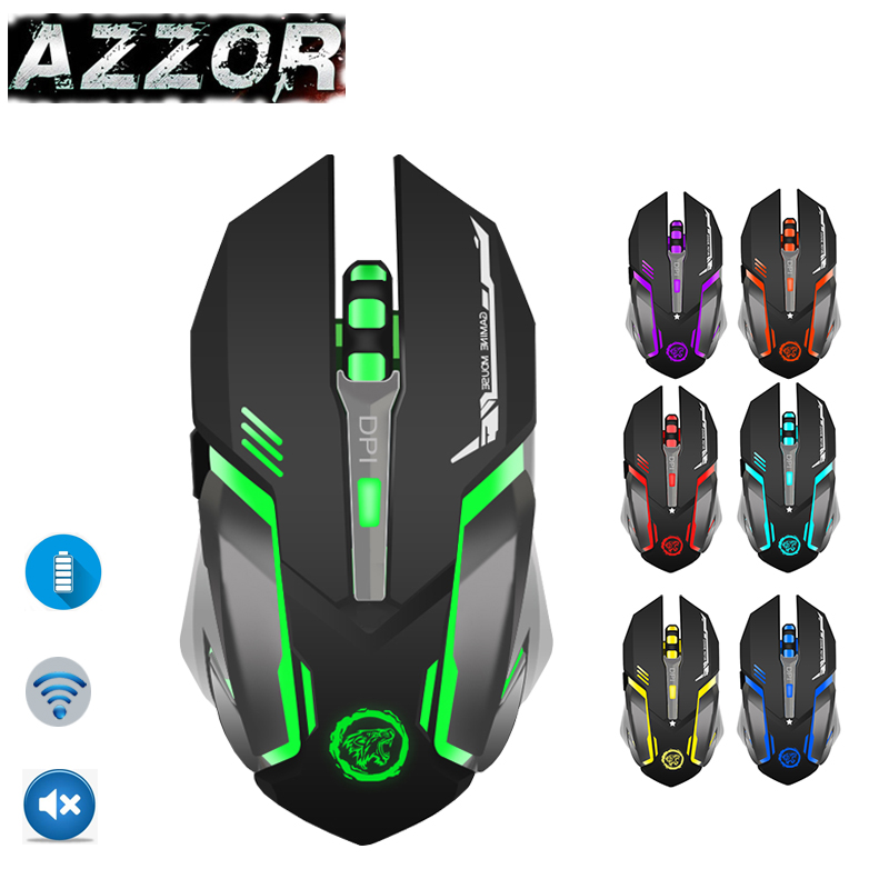 

AZZOR Gaming Mouse 7-color Backlight Breath Rechargeable Wireless Comfort Gamer Mice for Computer Desktop Laptop NoteBook PC