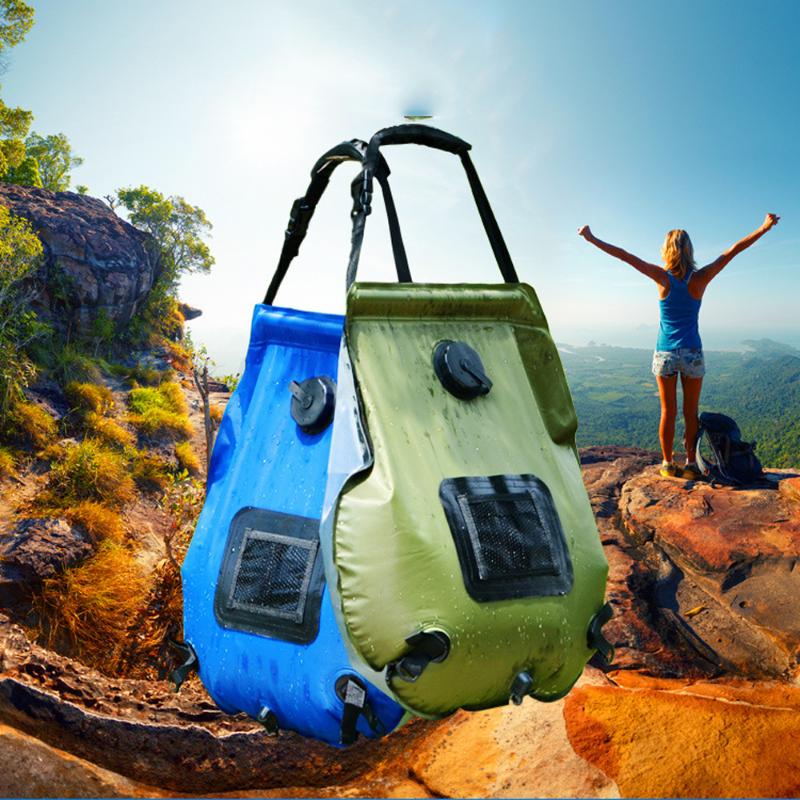 

Water Bags For Outdoor Camping Hiking Solar Shower Bag 20L Heating Camping Shower Bag Hose Switchable Head, Khaki