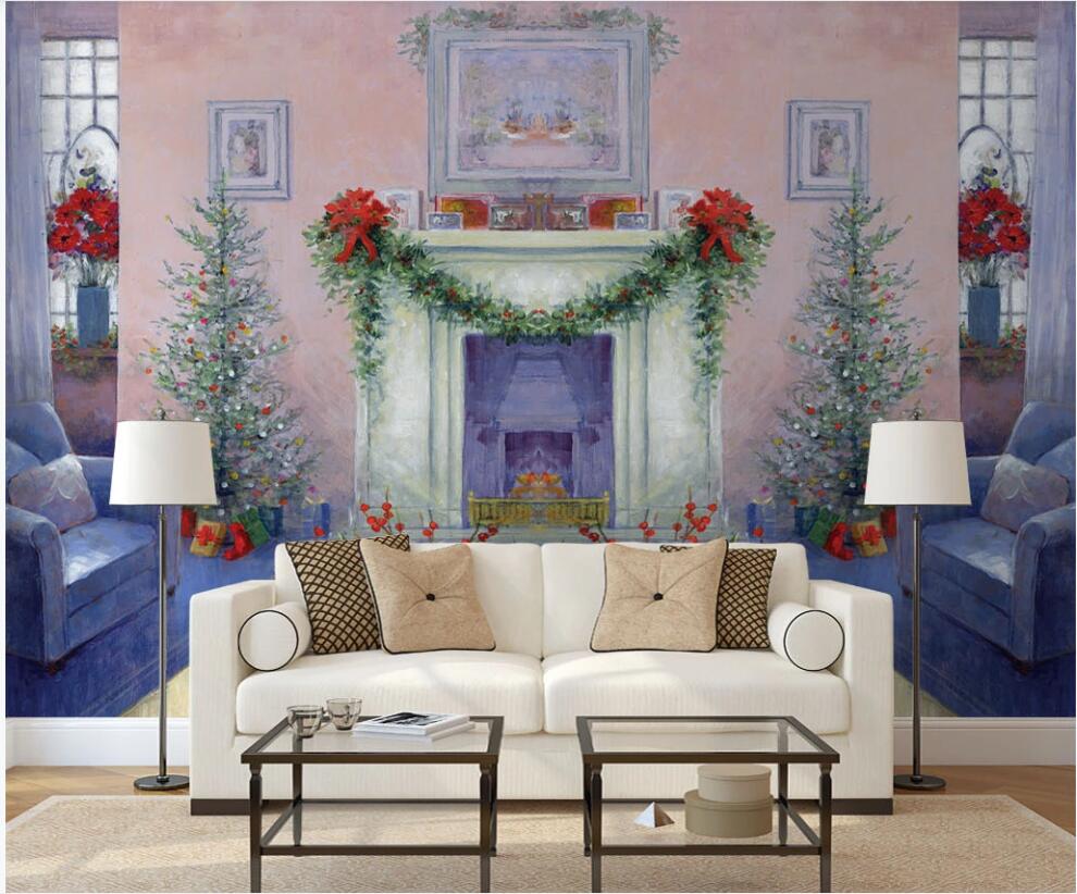 

3d photo wallpaper custom mural Hand painted rural style family fireplace flowers room home decor 3d wall murals wallpaper for wall 3 d, Non-woven wallpaper