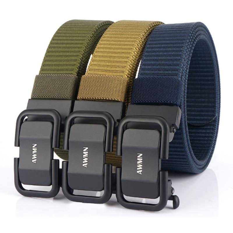 

New Nylon Canvas Belt for Man Woman, Convenient Automatic Buckle Tactical Belt Army Waist Outdoor Accessories, Red