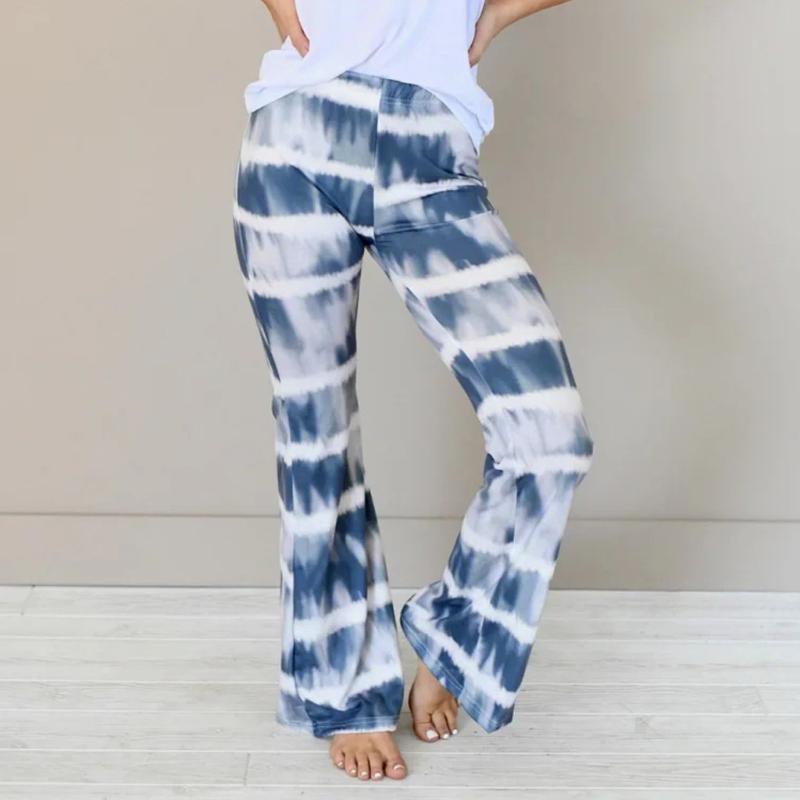 

Women pants igh Waist Tie-Dye Printing Gradients Elastic Waist Casual Pants Wide Leg 2020 fashion Harajuku straight, Blue
