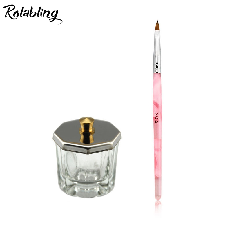 

Rolabling Acrylic Brush Glass Cup Set Acrylic Nail Art Painting Brush Design Drawing Pen Manicure Pedicure Tools Set