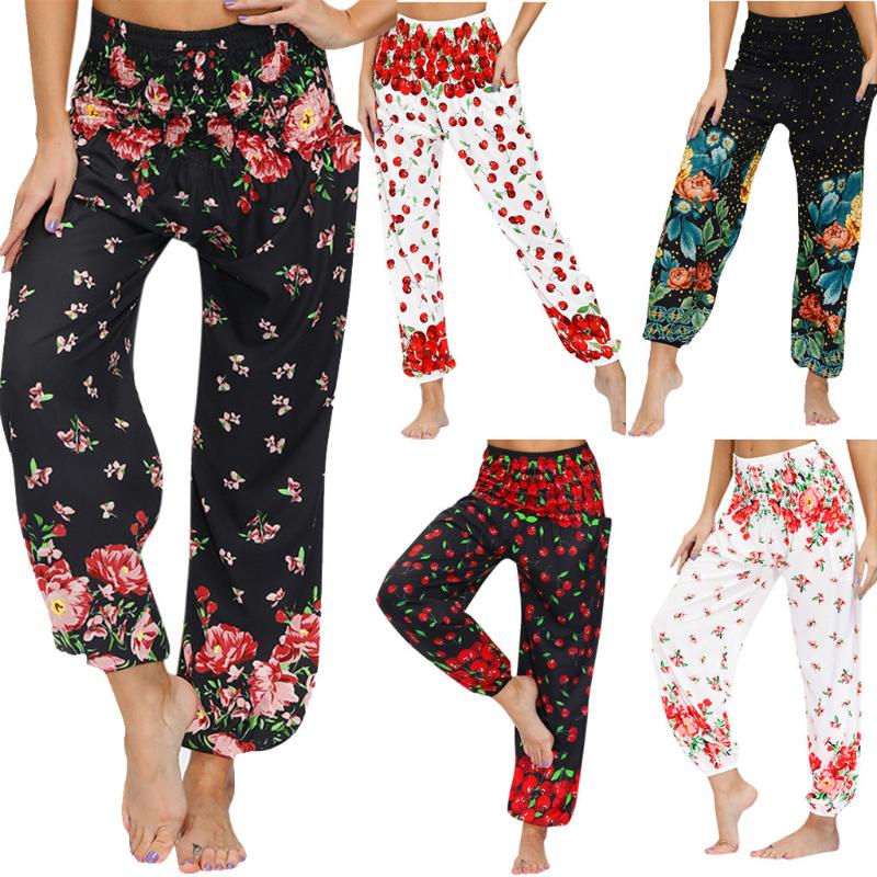 

Summer Breathable Women Yoga Pants Loose Vintage Printed Bohemian Travel Casual Sports Pants