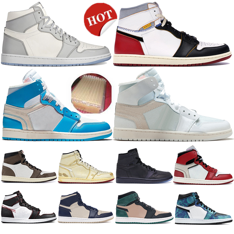 

1 1s High OG Sneakers powder blue wolf grey sail bio beige Mens Basketball Shoes Chicago Travis Scotts turbo green Women Trainer, 15 fearless blue the great