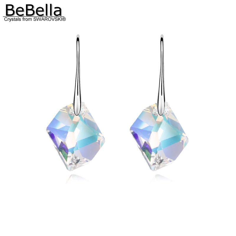 

BeBella rhombic crystal drop earrings pendant dangler with Crystals from Elements fashion jewelry women girl gift 2020