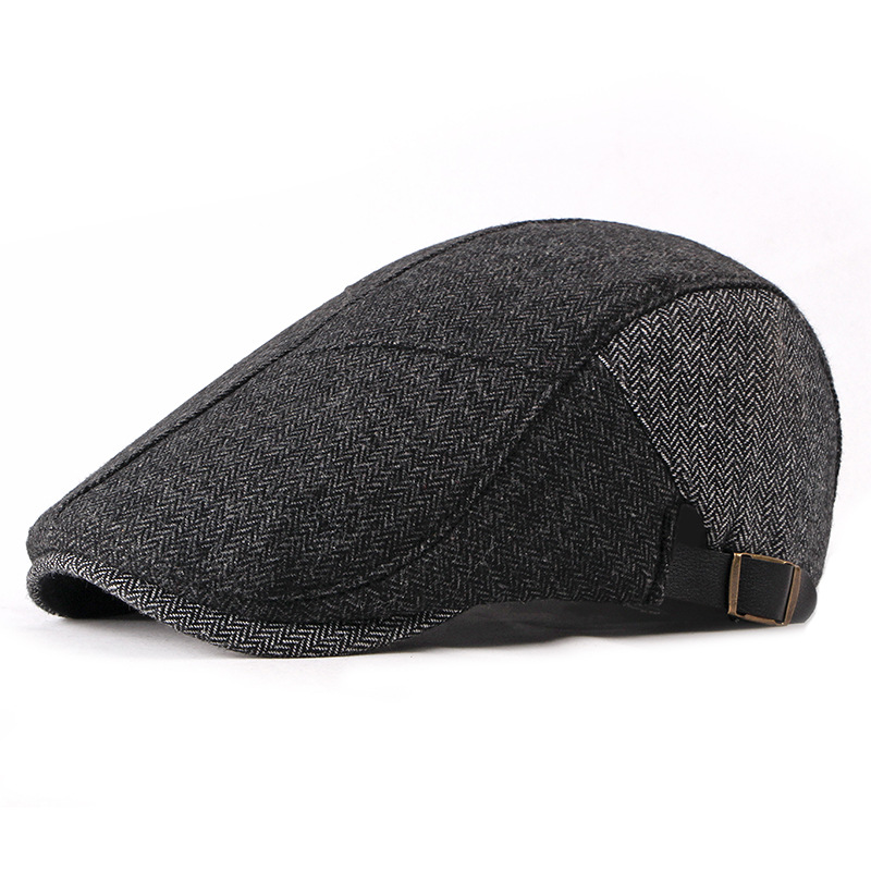 

beckyruiwu 2020 Autumn and Winter Thick Warm Fleece Ivy Hats Dad Felt Beret Cap Men Casual Wool Newsboy Hats 55-60cm, Black