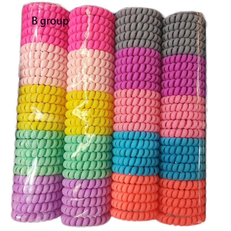 

Frosted Colored Telephone Wire Elastic Hair Bands For Girls Headwear Ponytail Holder Rubber Bands Women Hair Accessories, B group mixed color
