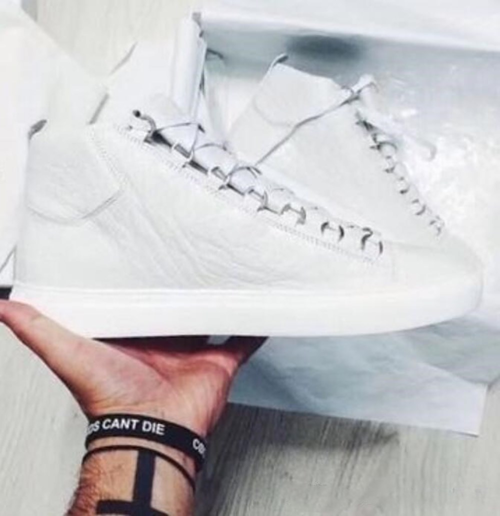 

Wholesale High Top Man Causal Shoes Arena Wrinkled Leather White Red Black Sneaker Drop Shipping Fashion Designer Shoes Size 39-46 With Box, Colour5