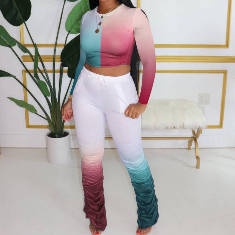 

Fashion Women Tracksuit Tie-DyedLady Split 2 Piece Sports Suit Set Casual Splicing Suit Gym Fitness Running Jog Set Sportswear, Green