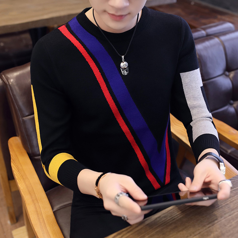 

New Autumn Winter Casual Pullover Men Long Sleeve Slim Fit Knitted Brand Christmas Sweater Fashion Mens Warm Sweaters 2020 new, Black