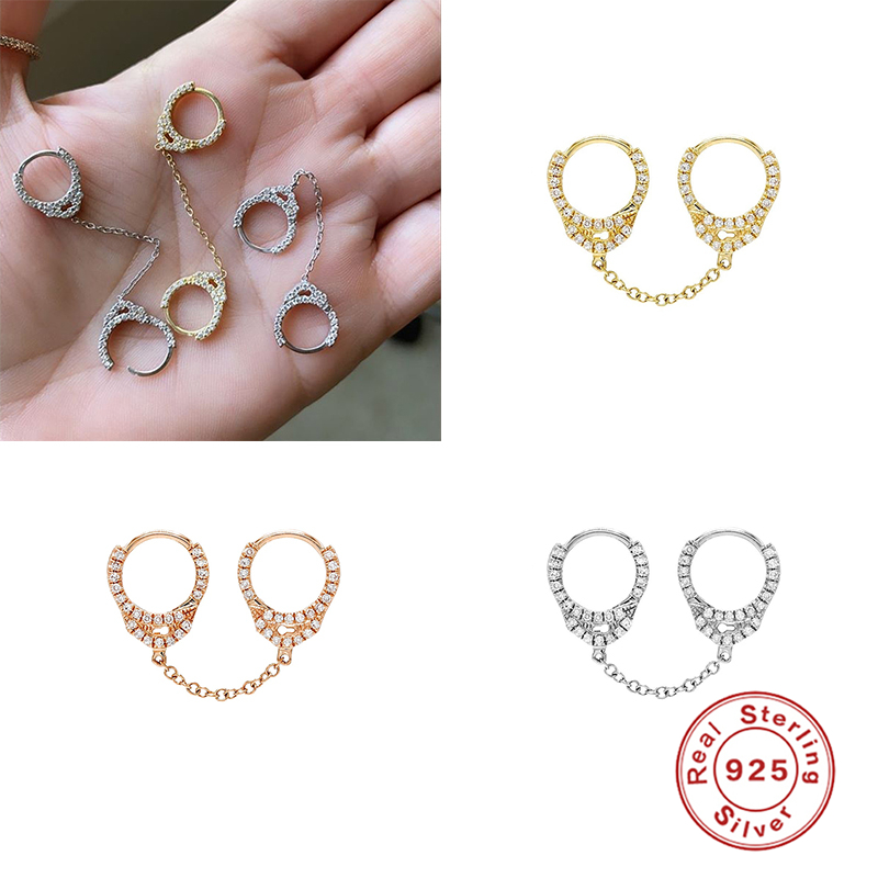 

Fashion 925 Sterling Silver Hoop Earrings For Women Earring brinco Handcuffs Pendant Earrings Fine Jewelry oorbellen Couple Gift