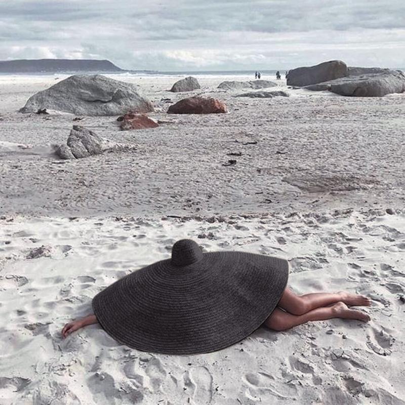 

Summer Hat Fashion Large Wide Sun Hat Beach Anti-UV Sun Protection Foldable Cap Cover Visor Hats, Black