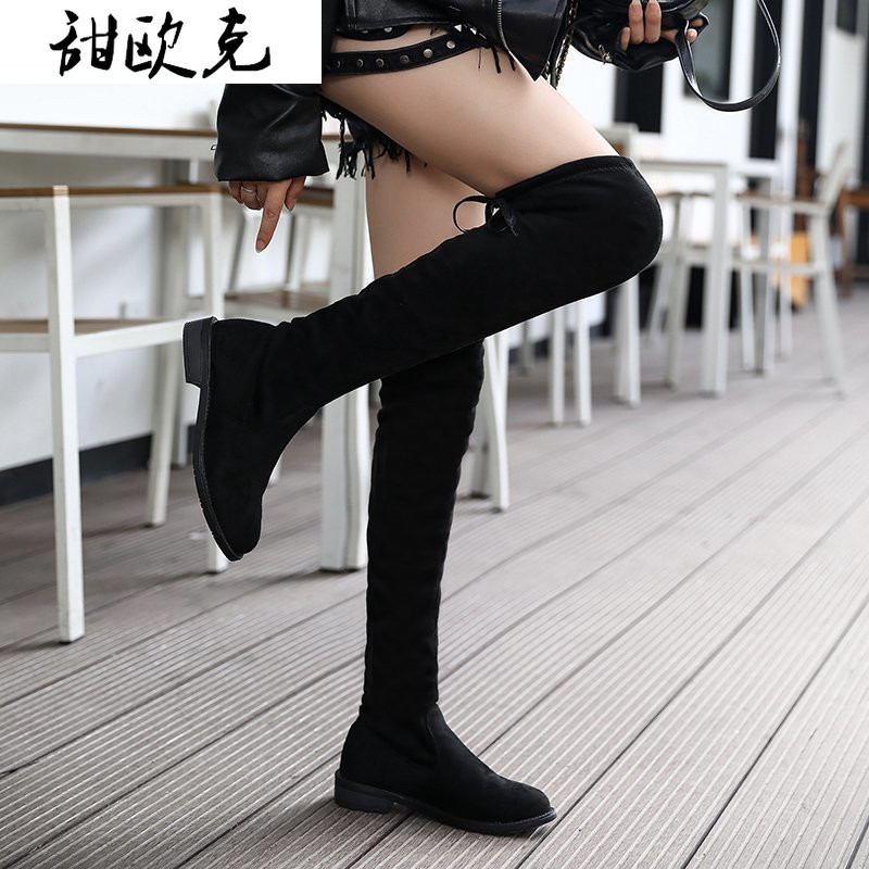 

2020 New Winter Women's Boots Fashion Lace-up Square-Heel Warm Short Boots Suede Round Head Low Heel Sock Zapatos De Mujer, Black