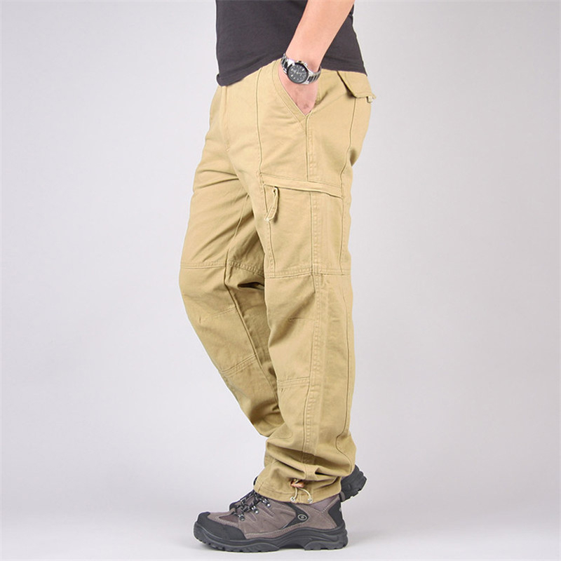 

Men's Tactical Cargo Pants Outdoor Loose Straight Sports Hiking Camping Fishing Climing Pants Hunting Trousers, Black