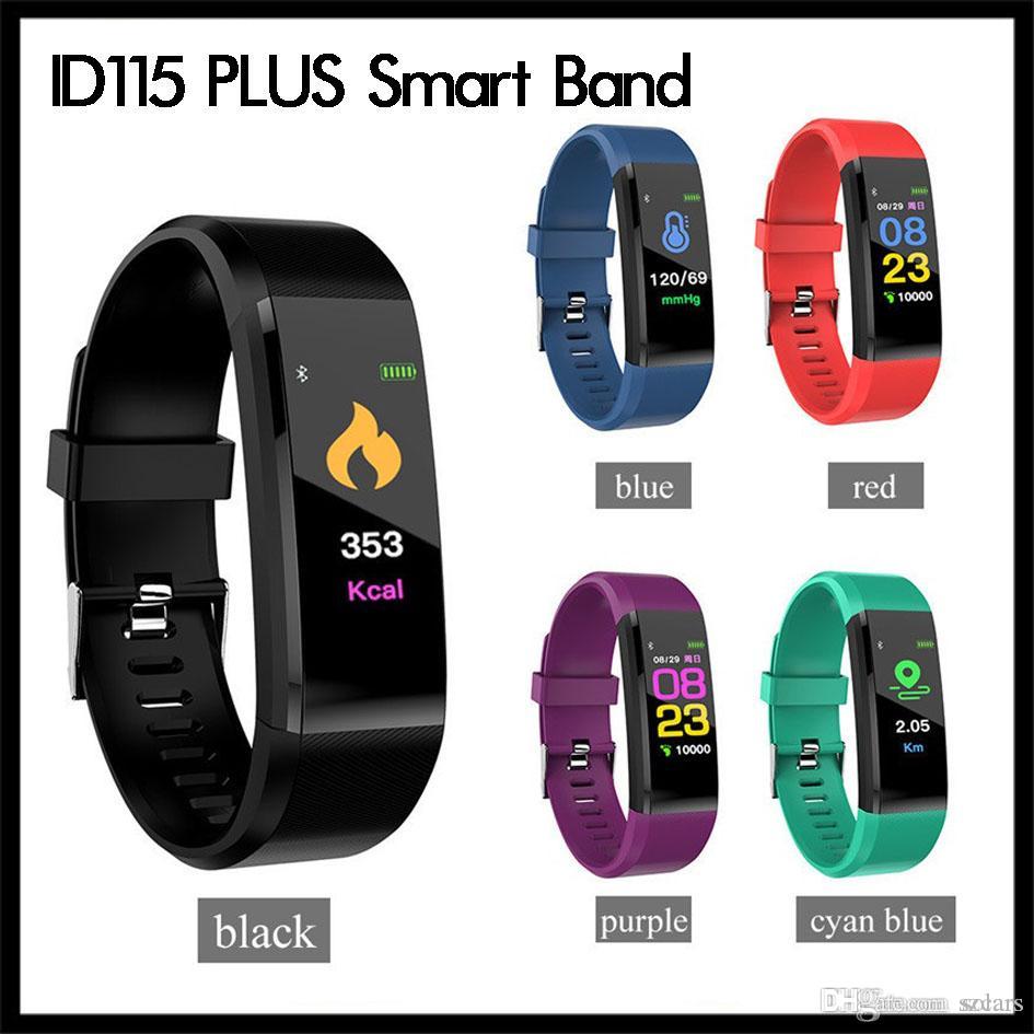 

ID115 Plus Smart Bracelet Fitness Tracker Smart Watch Heart Rate Watchband Smart Band For Apple Android Cellphones with Retail Box