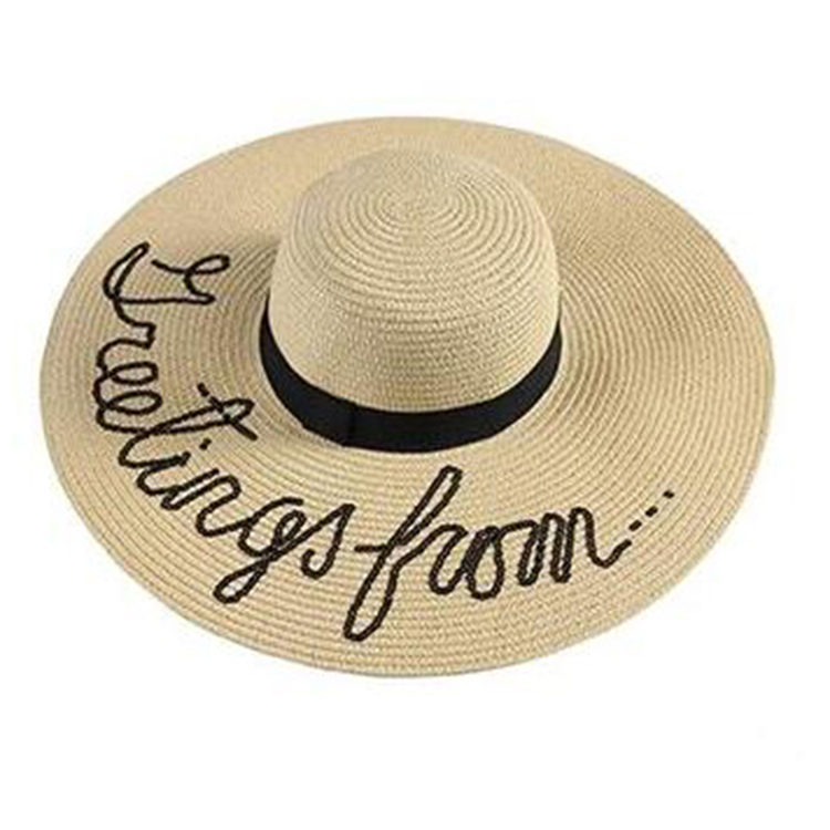 

Summer Fashion Floppy Straw Hat Casual Lether Vacation Travel Wide Brimmed Sun Hats Foldable Beach Hats For Women With Big Head, -2