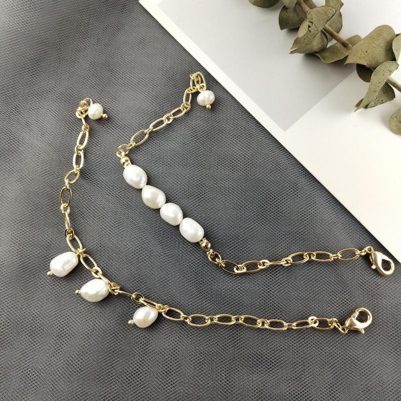 

Baroque Simple Geometric Pearl Pendant Bracelets For Women Wedding Bridal Bangle Party Fashion Jewelry Accessories